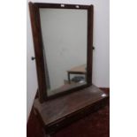 Extremely large early 19th C mahogany dressing table mirror, with one long and two short drawers