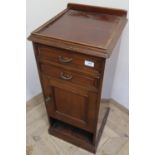 Edwardian mahogany bedside cabinet with 2 drawers above single panelled cupboard door and open