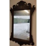 Small 19th C mahogany framed rectangular wall mirror (36cm x 61cm)