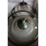 Pair of fluted glass center light shades (approx 35cm)