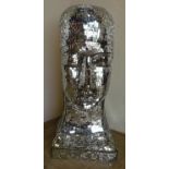 Extremely large floor standing mirrored head sculpture (height 98cm)
