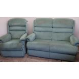 2 piece suite comprising of 2 seat sofa and reclining armchair