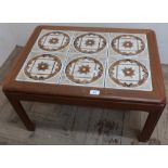 Circa 1970's teak tile topped rectangular coffee table (71 x 51 x 39 cm)