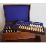 Oak cased twelve place silver plated canteen of cutlery by George Butler and Co, Cutlers and