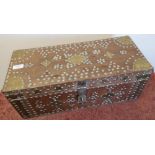 Eastern hardwood rectangular box with brass studded detail and twin carrying handles (51.5cm x