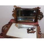 Two 19th C Chippendale style mahogany mirrors (A/F)