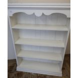 Painted pine three tier open book case (94cm x 25cm x 132cm)