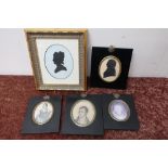 Five Victorian portraits including two silhouettes and three others