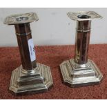 Pair of Sheffield 1906 silver hallmarked dwarf candlesticks (11.5 cm high)