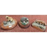 3 border fine arts figures including fox cub and hedgehog (A/F) another of a fox M21 and another