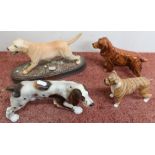 Goeble figure of a red setter, a Beswick connoisseurs model of a labrador and 2 other dog figures (