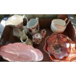 Selection of Maling, Masons, Crown Devon, and Carnival glassware in one box