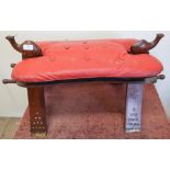 Rectangular hardwood "Camel" stool with squab cushion