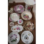 19th C Sunderland lustre teacup and saucer, Maling "Rosalind" bowl, other Maling ware and cabinet