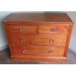 Victorian pine chest of two short above two long drawers, with moulded glass handles (107cm x 47cm x