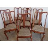 Set of eight early 20th C mahogany dining chairs with drop in upholstered seats