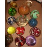 Collection of fourteen various assorted studio glassware paper weights