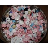 Large quantity of vintage buttons, etc in two containers