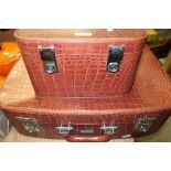 A vintage pukka luggage faux crocadile skin suitcase and vanity case (2)