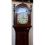 Mahogany cased eight day long cased clock with painted dial, marked Blackburn Gateshead