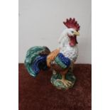 Large studio pottery figure of a cockerel, base with various marks, including VIAVL? (height 42cm)