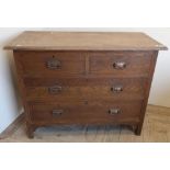 Early - mid 20th C oak chest of two short above two long drawers (107cm x 50cm x 80cm)