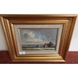 Framed and mounted oil on board painting of landscape scene by Kenneth Dempton (37 x 30 cm including