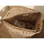 Large country house style wicker work log basket (80 x 66 x 48 cm)