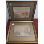 A pair of framed mounted landscape water colours by F.W.Reaveley (43 x 36 cm including frame)