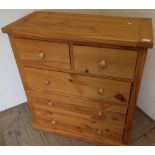 Modern pine chest of two short above three long drawers (90cm x 42cm x 97cm)