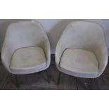 Pair of circa 1960's retro white Rexine armchairs