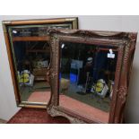 Two rectangular bevelled edged wall mirrors