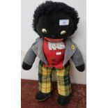 1960s Pedigree talking Gollywog in grey corduroy frock coat and checked trousers