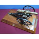 Presentation scale model of a Georgian field cannon, with cast brass 9 3/4 inch barrel with