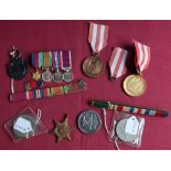 Group of miniature medals comprising of 39 - 45 Star, war defence medals, and ERII long service