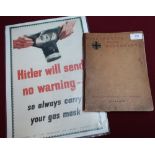 Balkenkreuz uber wustensand German military book and a reproduction "Hitler will send no warning"