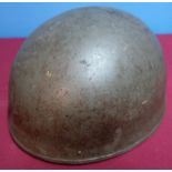 c.WWII American style para helmet with leather liner and chinstrap
