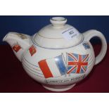 Crown ducal "Liberty And Freedom War Against Hitlerism" 1939 teapot (approx height 25cm)