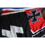 Modern reproduction Kriegsmarine German flag and a SS flag, the border marked SS Munchen 1943 55x100