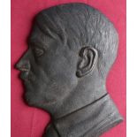 Heavy cast metal wall plaque of Adolf Hitler (height 34cm)