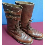 Pair of c.WWII tan leather paratrooper type boots