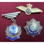 Royal Navy silver and enamel sweetheart pendant brooch, similar Army Service Corps and RAF