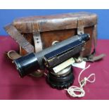 Cased theodolite by R. Watts & Son in original tan leather padded case