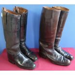 Two pairs of military style leather high boots