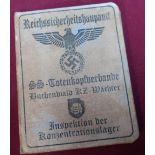 German WWII military SS ID book with photograph of soldier and various official stampings