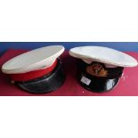 Royal Navy peaked officers cap and a Royal Marines cap (2)