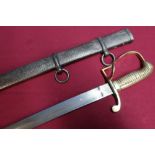 Mid 19th C German cavalry troopers sword, with rare solid brass grip knuckle bow and guard