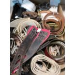 Large selection of various mostly British military belts, hangers, crossbelts, puttees/gators, etc