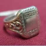 German silver (830) Honour ring, marked Norge 1940