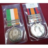 Boer war pair of medals, comprising of Queen's South Africa medal with clasps for Transvaal,